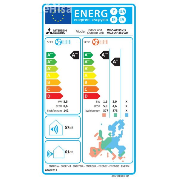 Klimatska naprava serije MSZ-AP K Standard 3,5 kW do -20°C MITSUBISHI MSZ-AP35VGH
