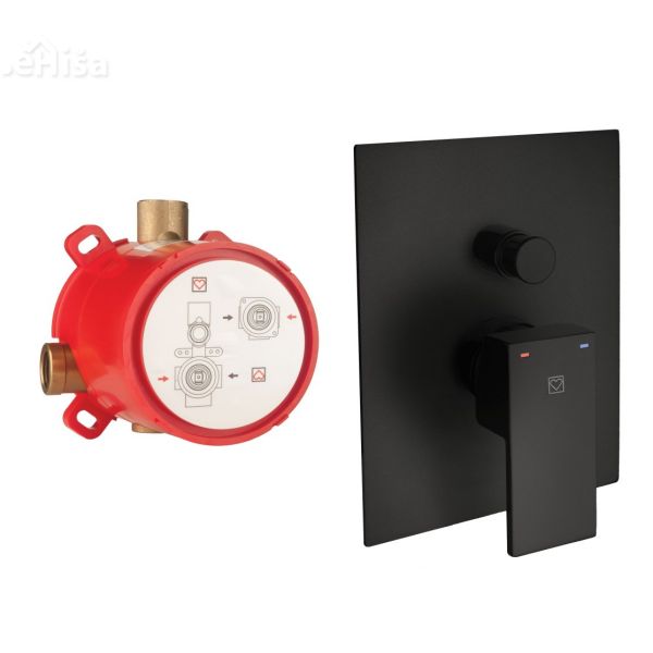 Komplet pokrivna plošča za kad in podometni del SQ črna UNITAS 00362B
