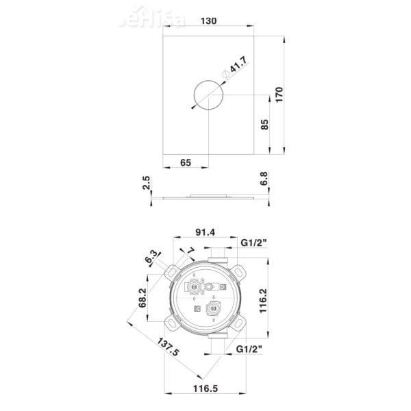Komplet pokrivna plošča za prho in podometni del SQ črna UNITAS 00361B
