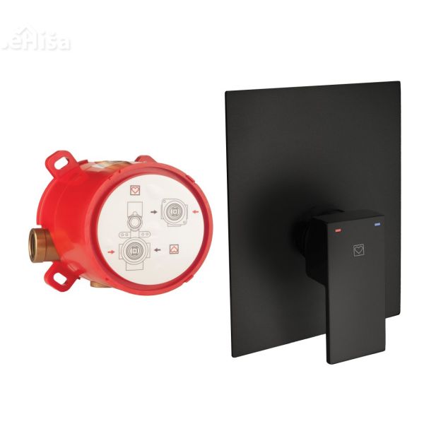 Komplet pokrivna plošča za prho in podometni del SQ črna UNITAS 00361B
