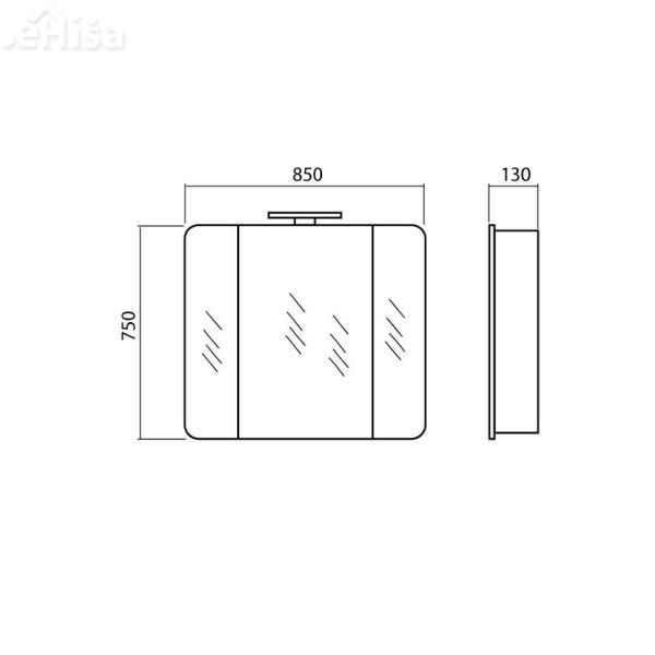 Kopalniško ogledalo z omarico zadaj Roma 85 cm AQUA RODOS
