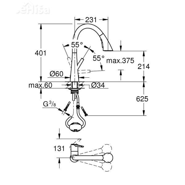 Kuhinjska izvlečna armatura Zedra krom GROHE 32294002
