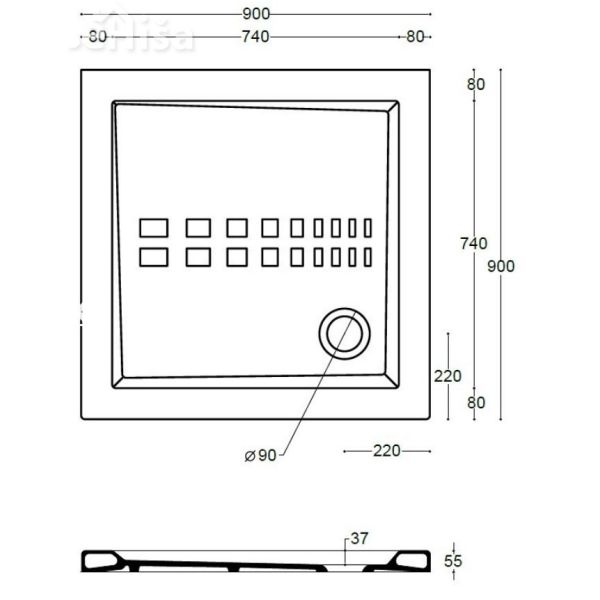 Kvadratna tuš kad Althea Slim 90x90
