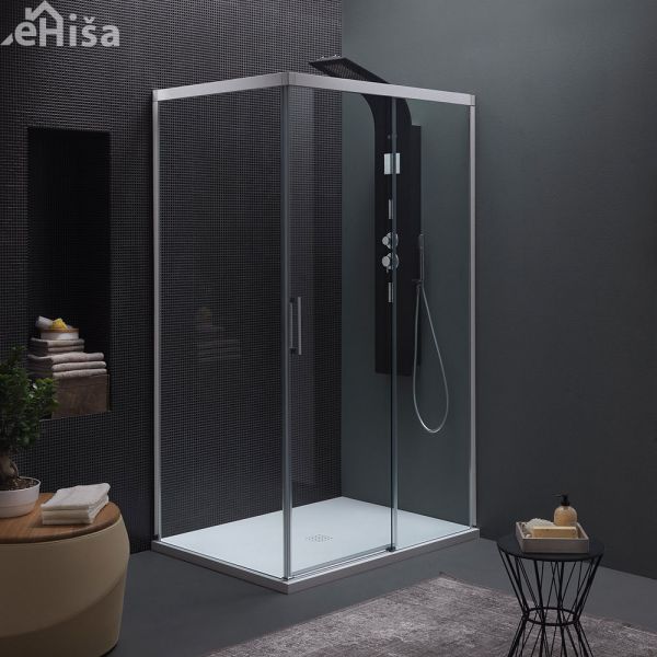 Kotna tuš kabina TK 140 x 90 cm leva Montes silver brill z premazom KOLPA-SAN 514410

