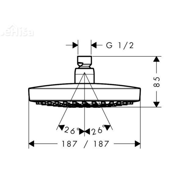Nadglavna prha Croma Select E 180 brez nosilca EcoSmart krom HANSGROHE 26528000
