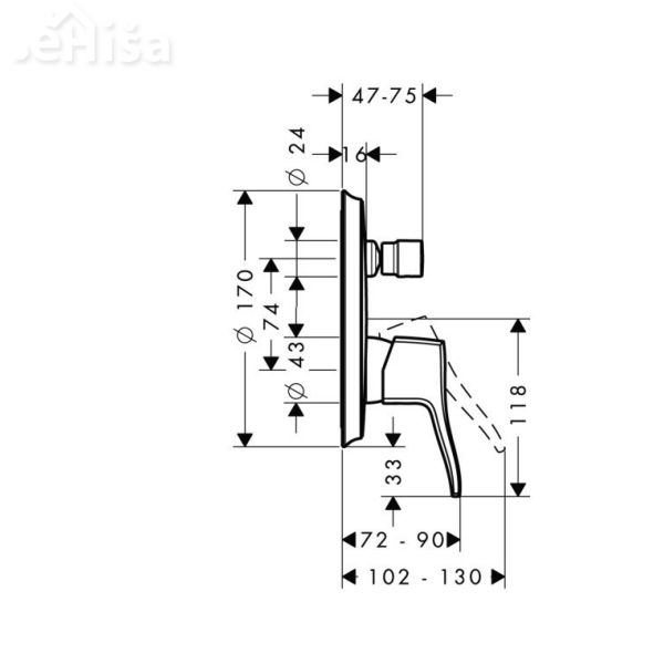 Nadometna pokrivna ploščica za kopalno kad Metris Classic krom HANSGROHE 31485000
