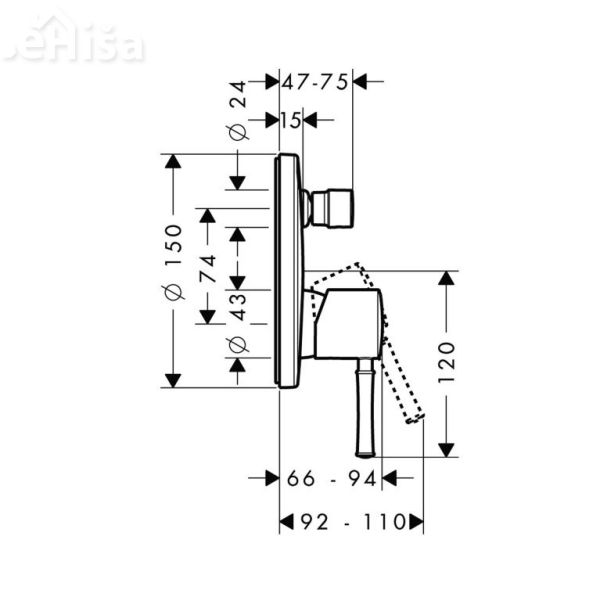 Nadometna pokrivna ploščica za kopalno kad Talis Classic krom HANSGROHE 14145000
