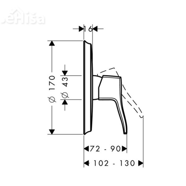 Nadometna pokrivna ploščica za tuš Metris Classic krom HANSGROHE 31676000
