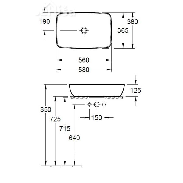 Nadpultni umivalnik brez preliva ARTIS VILLEROY & BOCH 417258R1
