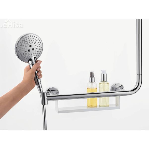 Nosilec za tuš ročko z poličko desni Unica Comfort 110 cm bela-krom HANSGROHE 26404400
