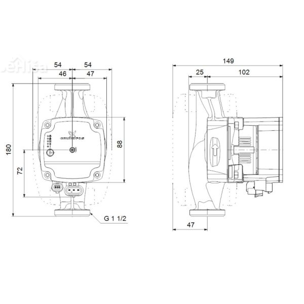 Obtočna črpalka Alpha1 25-60 180 GRUNDFOS 99160584
