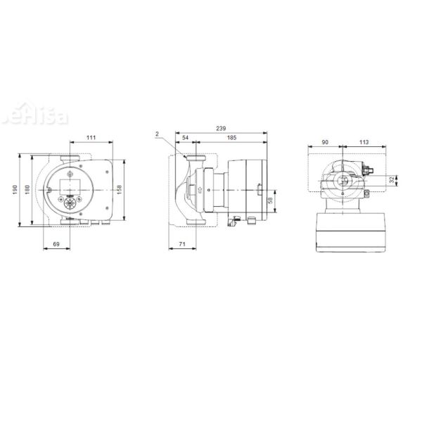 Obtočna črpalka Magna3 32-80 GRUNDFOS 97924256
