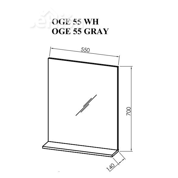 Ogledalo z poličko OGE 55 cm KOLPA SAN
