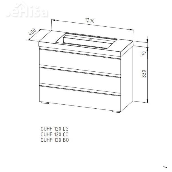 Omarica z umivalnikom Harmony OUHF 120 cm KOLPA SAN
