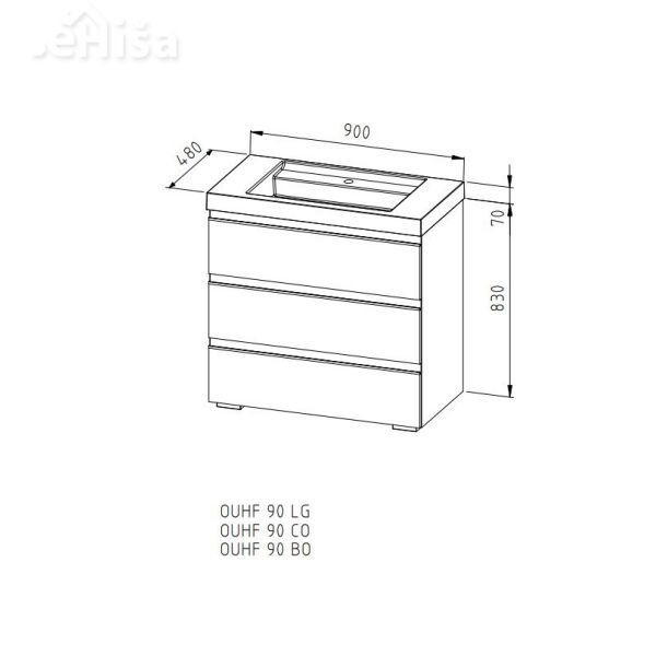Omarica z umivalnikom Harmony OUHF 90 cm KOLPA SAN
