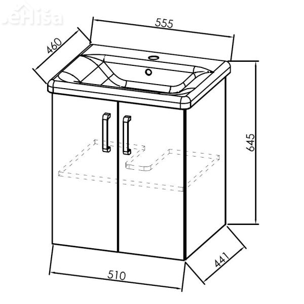 Omarica z umivalnikom in vrati Evelin OUE 55 cm KOLPA SAN
