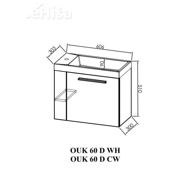 Omarica z umivalnikom OUK 60 desna izvedba Kiki KOLPA-SAN
