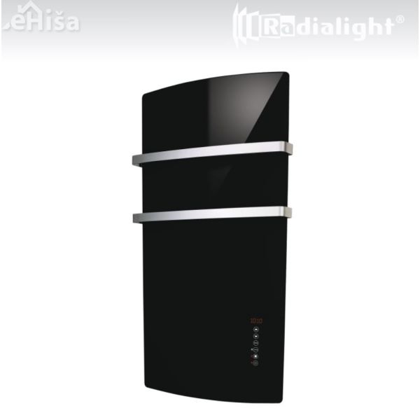Panelni kopalniški stenski radiator DEVA 1500W črno steklo RADIALIGHT
