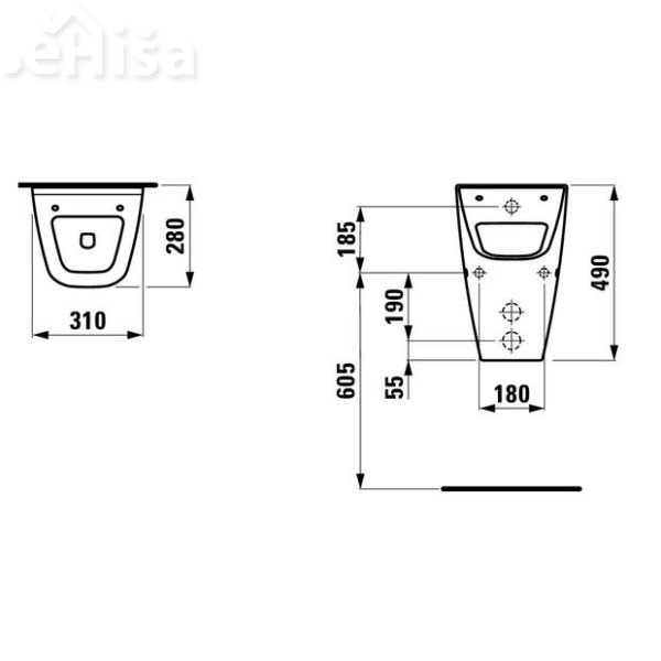 Pisoar Vila z luknjami za pokrov LAUFEN 841141

