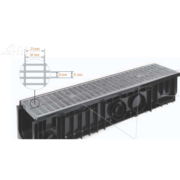 Pocinkana jeklena rešetka B125 L=100 mm dolžina 100 cm
