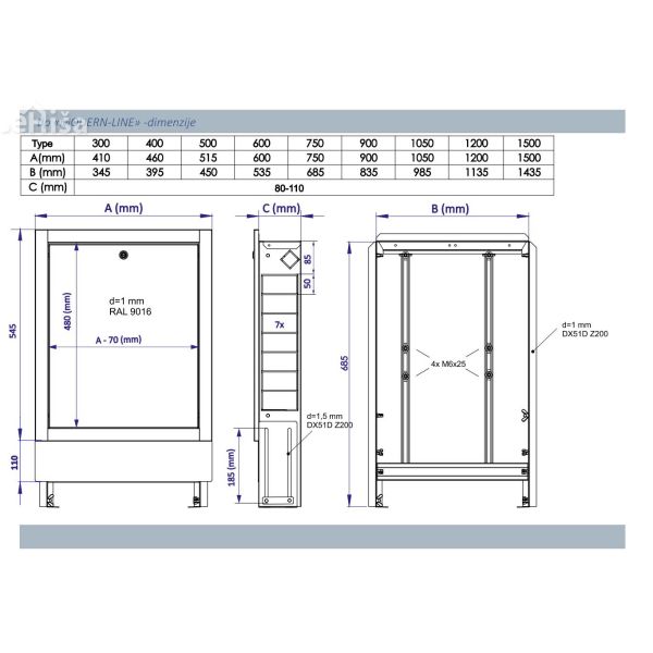Podometna omarica AKI THERM Classic 1500×630×110 - 15 vej GIACOMINI
