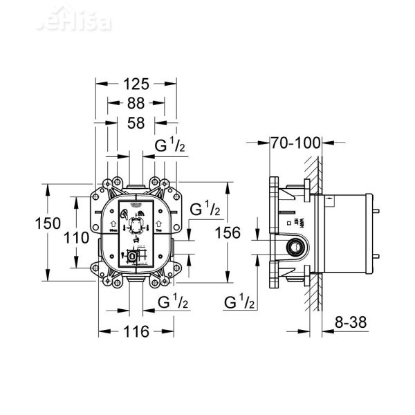 Podometni del za mešalno armaturo Rapido E univerzalni GROHE 35501000
