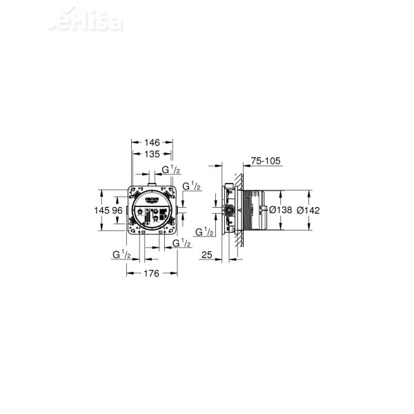 Podometni del za termostatsko armaturo Rapido SmartBox univerzalni GROHE 35600000
