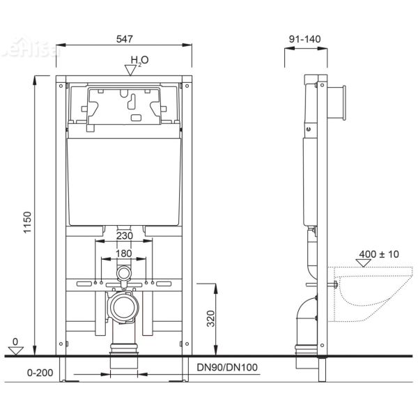 Podometni splakovalnik LIV-FIX za visečo WC školjko 9052 Mediteran LIV 351870
