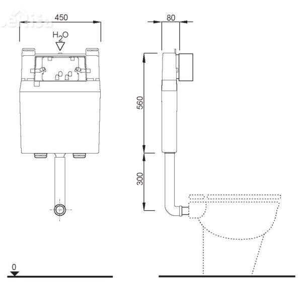 Podometni splakovalnik za talno WC školjko Mediteran LIV 351884
