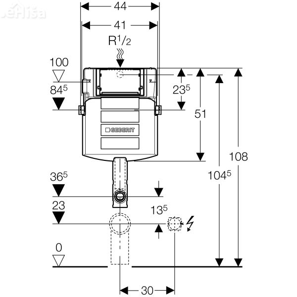 Podometni splakovalnik za talno WC školjko Sigma UP320 tipke Sigma GEBERIT 109.300.00.5
