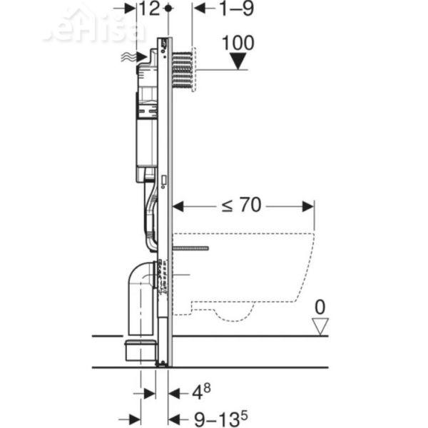 Podometni splakovalnik za visečo WC školjko DUOFIX H=112 cm tipke Sigma GEBERIT 111.311.00.6
