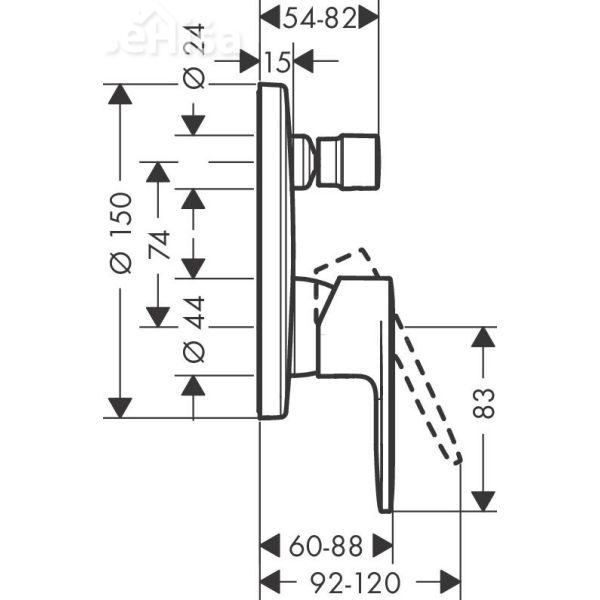 Pokrivna plošča Vernis Blend črna mat HANSGROHE 71466670

