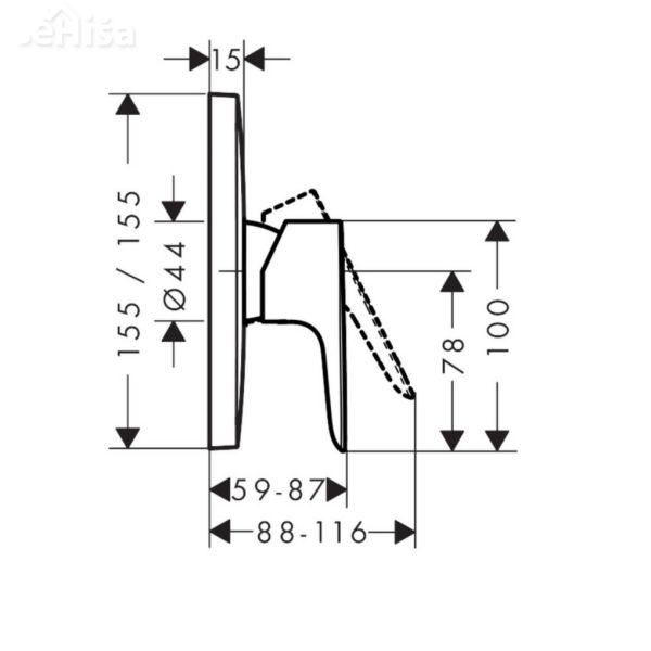 Pokrivna plošča za prho Talis E črna mat HANSGROHE 71765670
