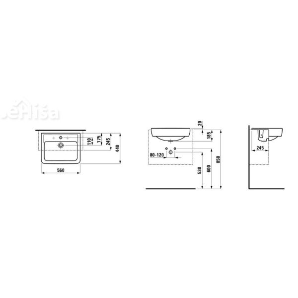 Polnasadni umivalnik PRO LAUFEN 812961
