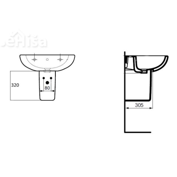 Polnoga za umivalnike TESI IDEAL STANDARD T033401
