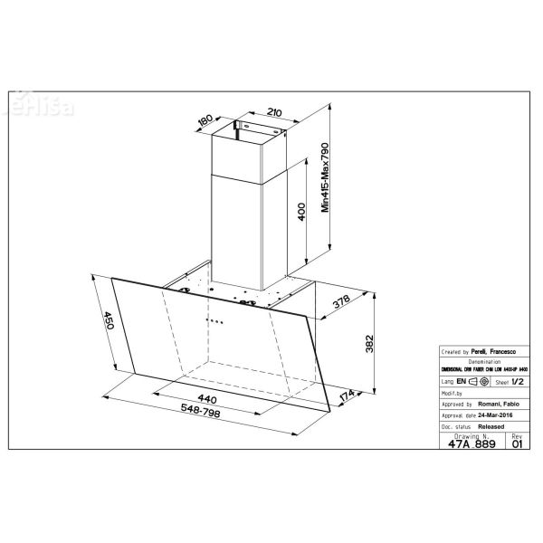 Poševna stenska kuhinjska napa TWEET EV8 LED BK A55 FABER 7612985476140
