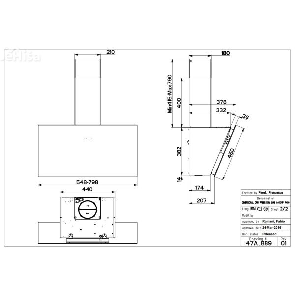 Poševna stenska kuhinjska napa TWEET EV8 LED BK A80 FABER 7612985476164
