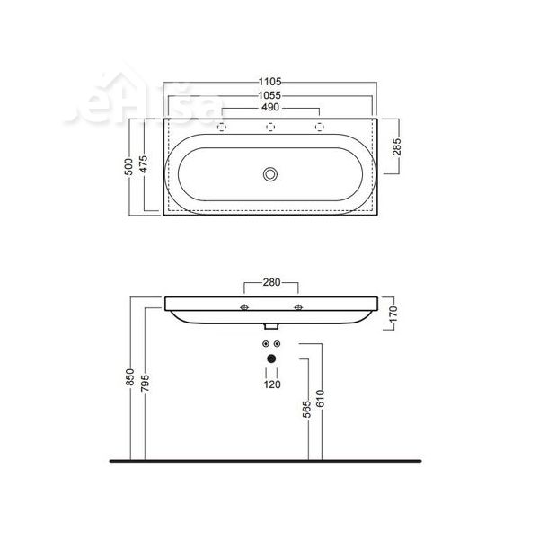 Pravokoten umivalnik Daytime 110x50 cm HATRIA Y0YR01
