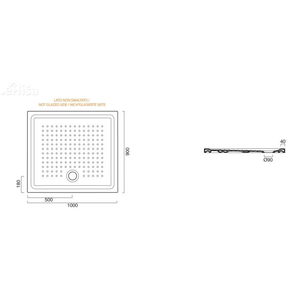 Pravokotna tuš kad 100x90 CATALANO 110090H400
