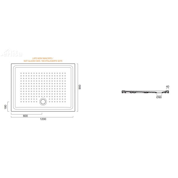 Pravokotna tuš kad 120x90 CATALANO 112090H400
