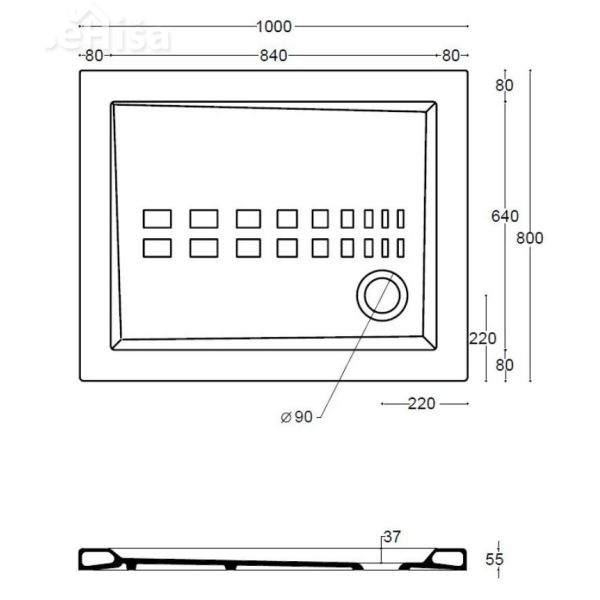 Pravokotna tuš kad Althea Slim 100x80 cm
