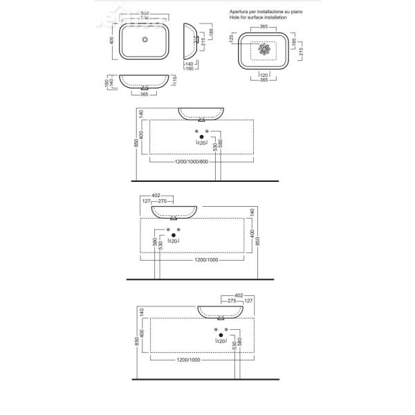 Pravokotni nadpultni umivalnik HAPPY HOUR 17:00 55x40 cm HATRIA Y0QQ01
