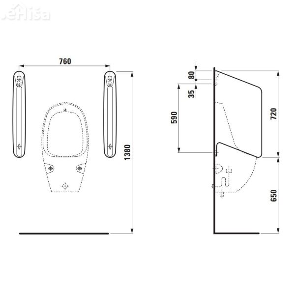 Pregradna stena za pisoar Rion LAUFEN 847600
