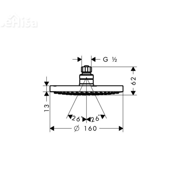 Pršna glava Croma 160 krom HANSGROHE 27450000
