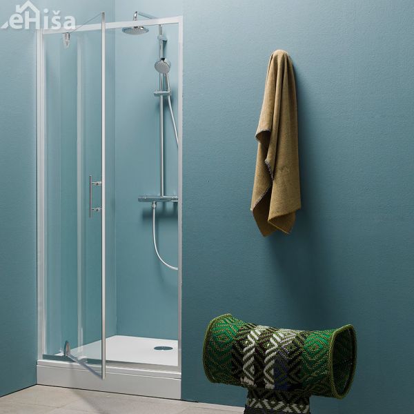 Samostojna tuš vrata TVO/S 80/K Luna 80 cm obračalna kaljeno steklo silver brill KOLPA-SAN 534190
