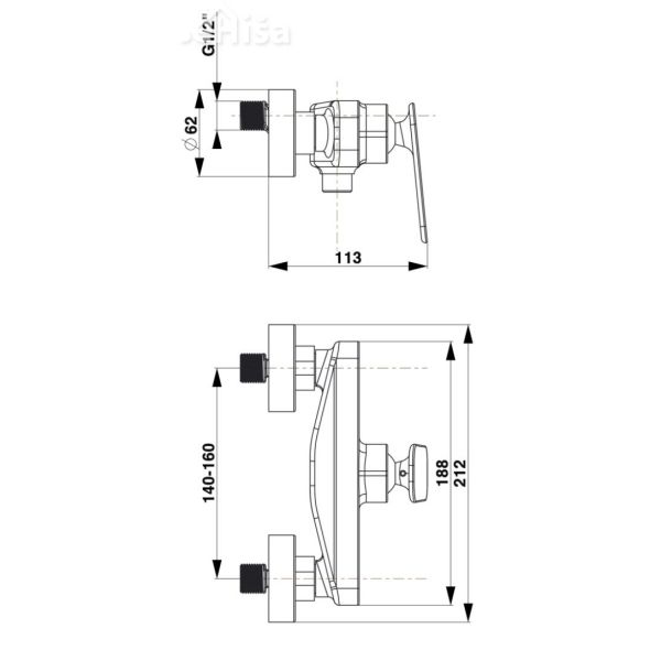 Stenska armatura za prho ZEN u40B črna UNITAS 00430B
