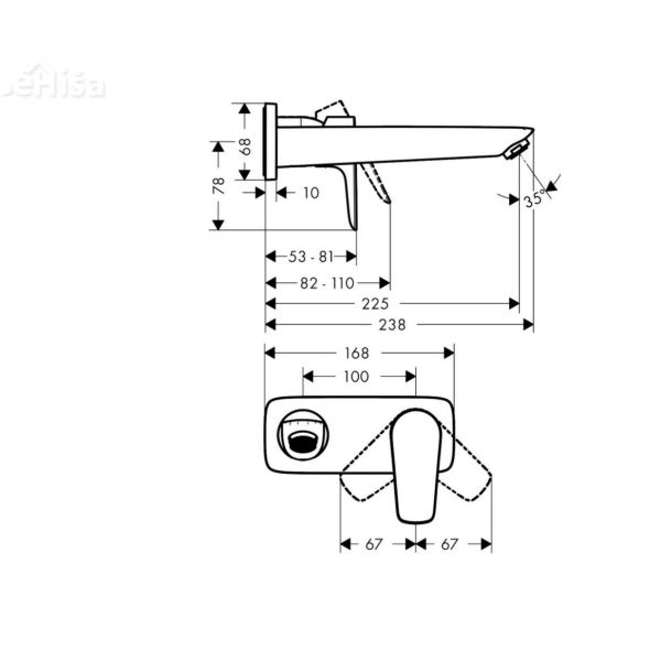 Stenska umivalniška armatura Talis E nadometni del HANSGROHE 71734000
