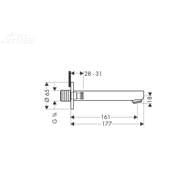 Stenski izliv za kopalno kad Metris S 16,1 cm krom HANSGROHE 14420000
