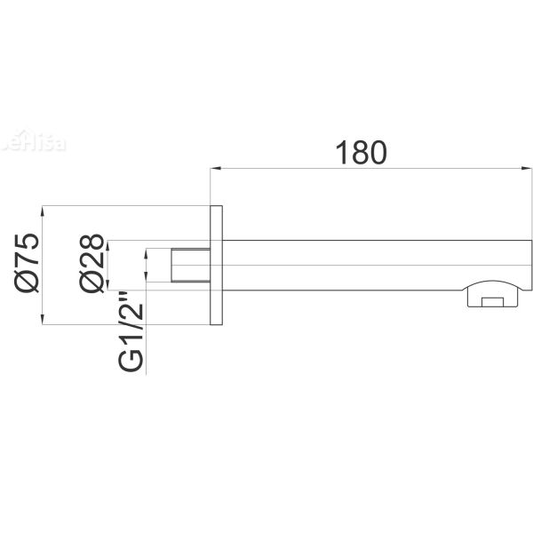 Stenski izliv za kopalno kad Pure 18 cm UNITAS 12202
