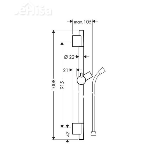 Stenski nosilec za tuš ročko Unica 90 cm z tuš cevjo krom HANSGROHE 28631000
